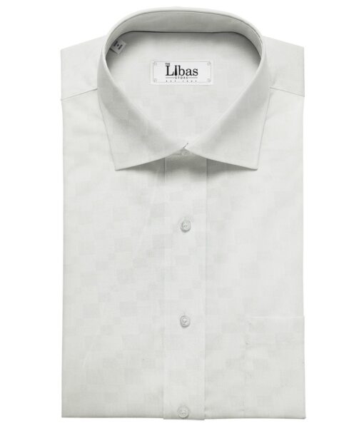 Nemesis Men's Cotton Jacquard 1.80 Meter Unstitched Shirting Fabric (White)
