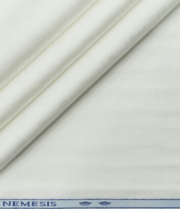 Nemesis Men's Cotton Jacquard 1.80 Meter Unstitched Shirting Fabric (White)