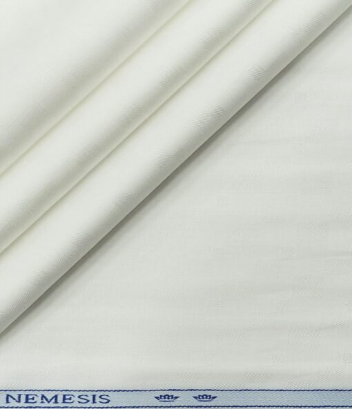 Nemesis Men's Cotton Jacquard 1.80 Meter Unstitched Shirting Fabric (White)