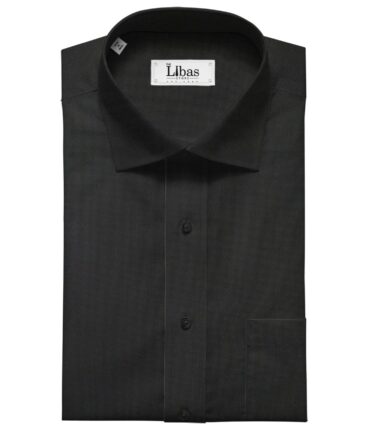 Nemesis Men's Giza Cotton Structured Unstitched Shirting Fabric (Black)