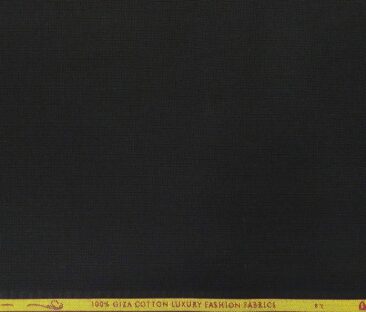 Nemesis Men's Giza Cotton Structured Unstitched Shirting Fabric (Black)