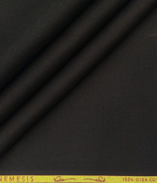 Nemesis Men's Giza Cotton Structured Unstitched Shirting Fabric (Black)