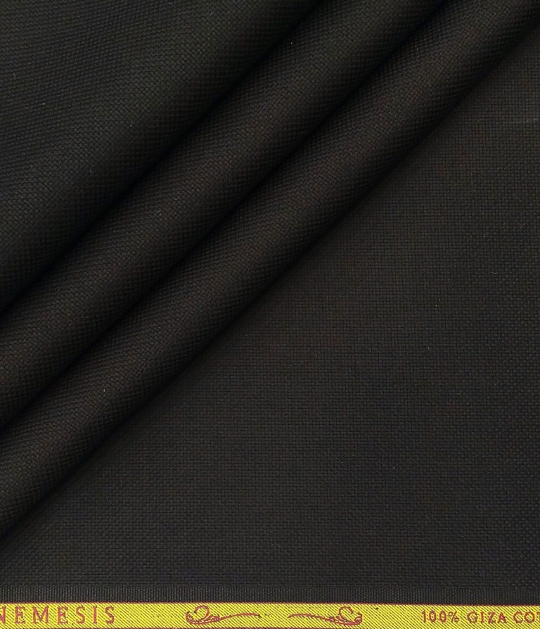 Nemesis Men's Giza Cotton Structured Unstitched Shirting Fabric (Black)