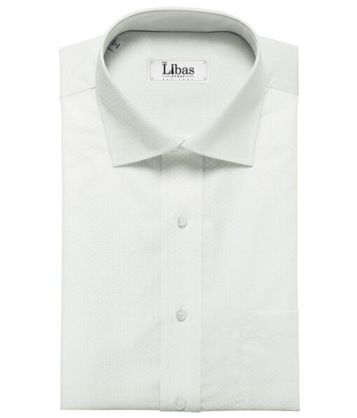 Raymond Men's Giza Cotton Jacquard 1.80 Meter Unstitched Shirting Fabric (White)