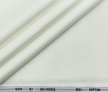 Raymond Men's Giza Cotton Jacquard 1.80 Meter Unstitched Shirting Fabric (White)