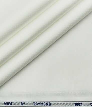 Raymond Men's Giza Cotton Jacquard 1.80 Meter Unstitched Shirting Fabric (White)
