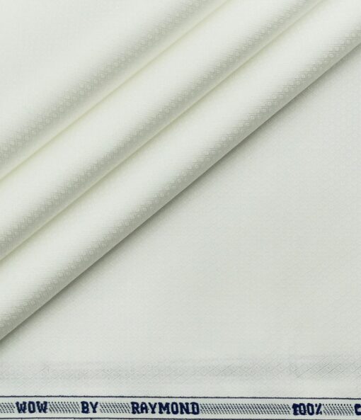 Raymond Men's Giza Cotton Jacquard 1.80 Meter Unstitched Shirting Fabric (White)