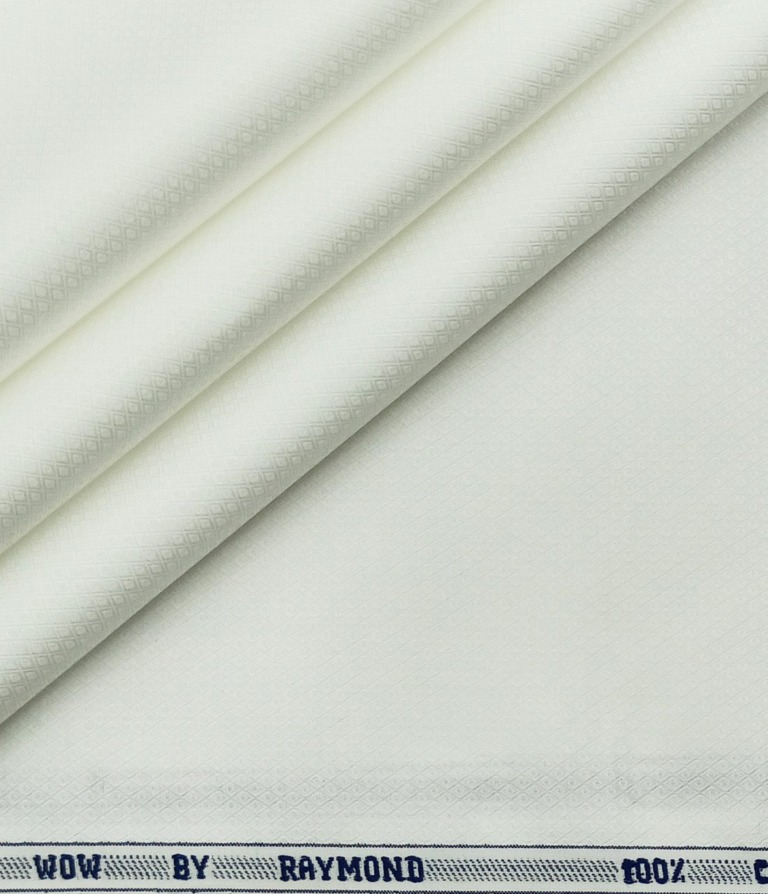 Raymond Men's Giza Cotton Jacquard 1.80 Meter Unstitched Shirting Fabric (White)