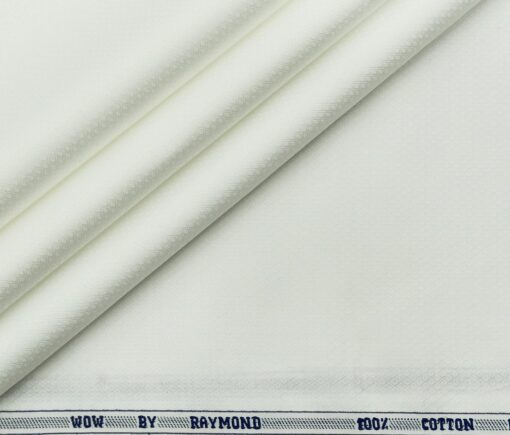 Raymond Men's Giza Cotton Jacquard 1.80 Meter Unstitched Shirting Fabric (White)