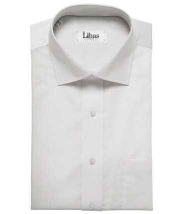 Raymond Men's Giza Cotton Jacquard 1.80 Meter Unstitched Shirting Fabric (White)