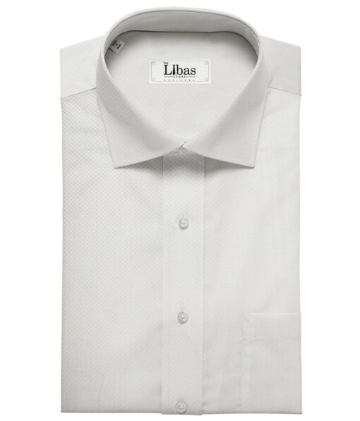 Raymond Men's Giza Cotton Jacquard 1.80 Meter Unstitched Shirting Fabric (White)