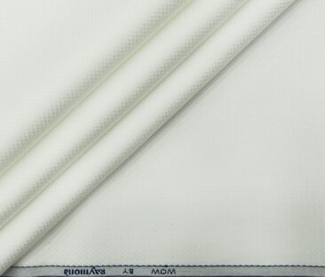Raymond Men's Giza Cotton Jacquard 1.80 Meter Unstitched Shirting Fabric (White)
