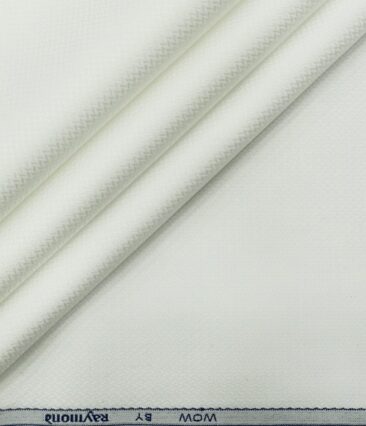 Raymond Men's Giza Cotton Jacquard 1.80 Meter Unstitched Shirting Fabric (White)