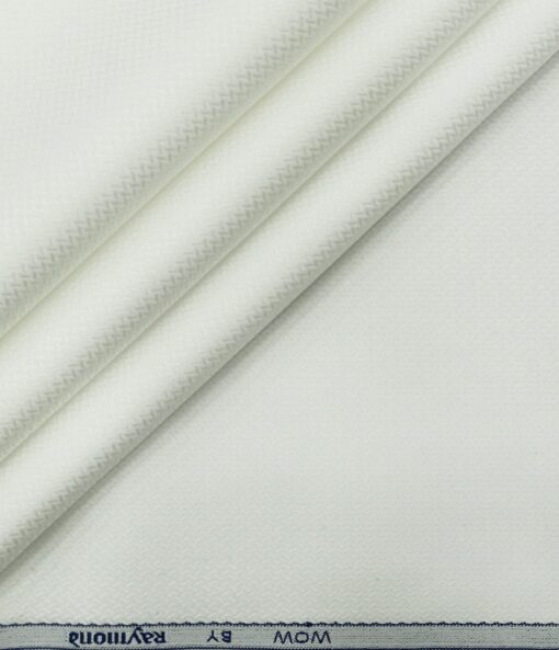 Raymond Men's Giza Cotton Jacquard 1.80 Meter Unstitched Shirting Fabric (White)