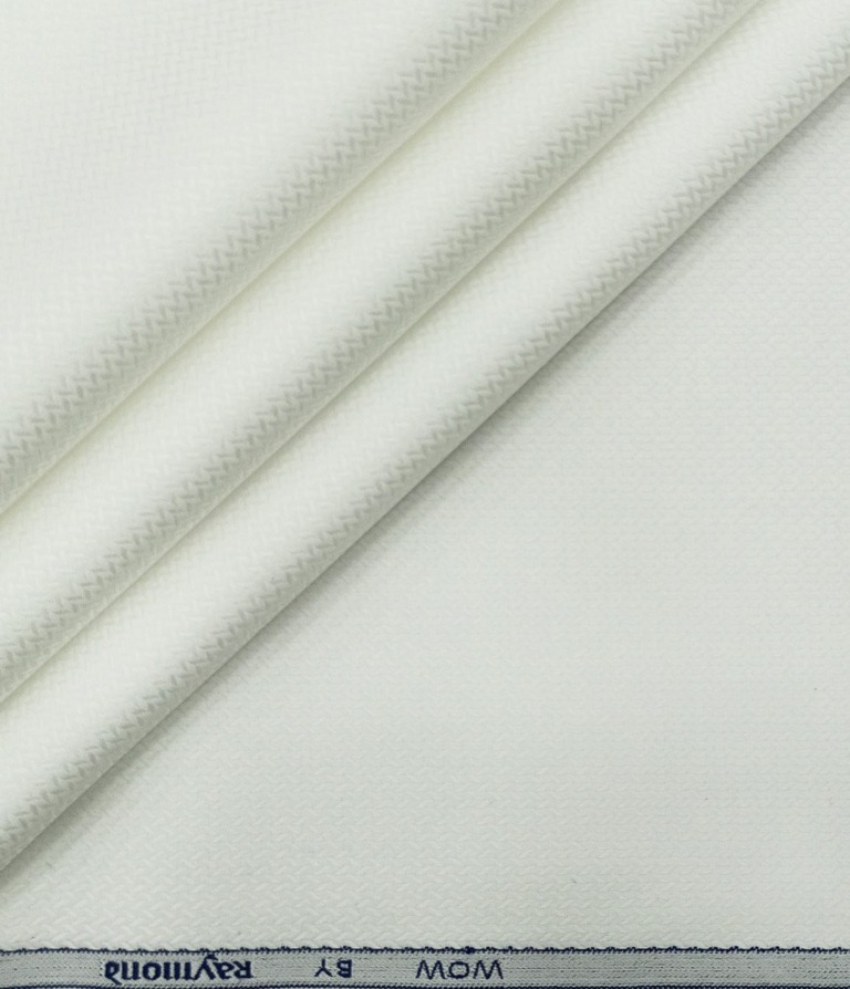 Raymond Men's Giza Cotton Jacquard 1.80 Meter Unstitched Shirting Fabric (White)