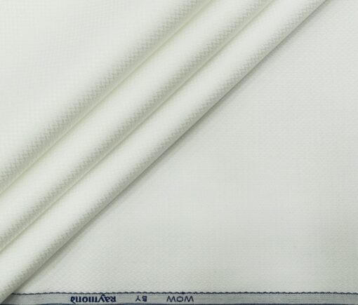 Raymond Men's Giza Cotton Jacquard 1.80 Meter Unstitched Shirting Fabric (White)