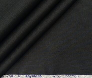 Raymond Men's Cotton Solid 3.50 Meter Unstitched Shirting Fabric (Black)