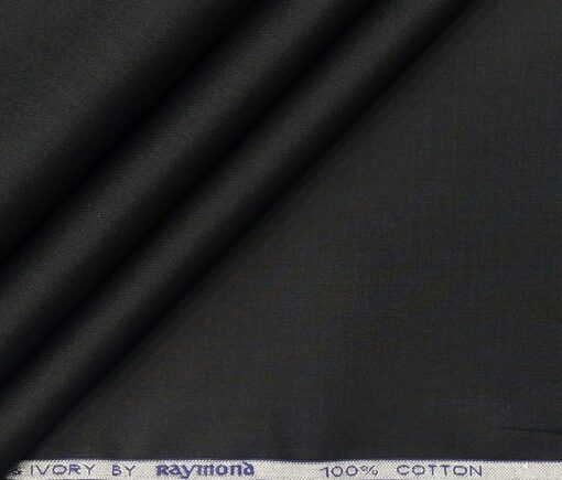 Raymond Men's Cotton Solid 3.50 Meter Unstitched Shirting Fabric (Black)