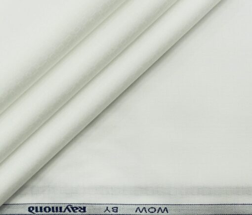 Raymond Men's Giza Cotton Jacquard 1.80 Meter Unstitched Shirting Fabric (White)