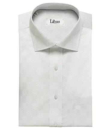 Raymond Men's Giza Cotton Jacquard 1.80 Meter Unstitched Shirting Fabric (White)