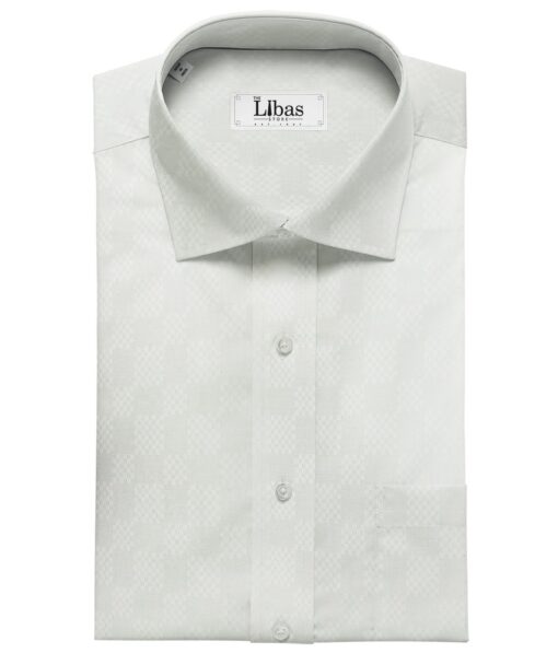 Raymond Men's Giza Cotton Jacquard 1.80 Meter Unstitched Shirting Fabric (White)