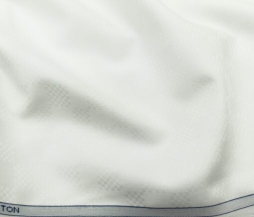 Raymond Men's Giza Cotton Jacquard 1.80 Meter Unstitched Shirting Fabric (White)