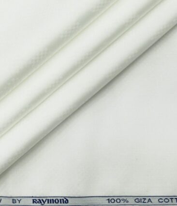 Raymond Men's Giza Cotton Jacquard 1.80 Meter Unstitched Shirting Fabric (White)