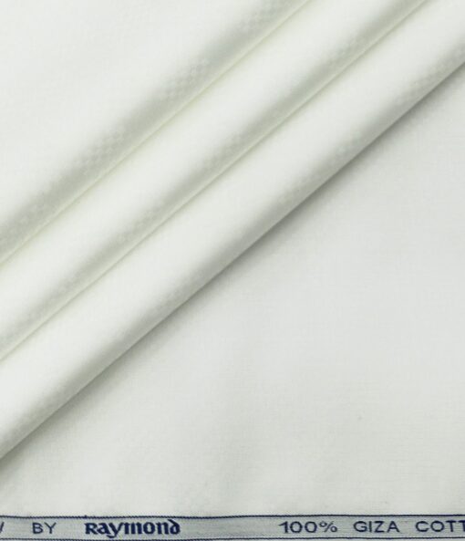 Raymond Men's Giza Cotton Jacquard 1.80 Meter Unstitched Shirting Fabric (White)