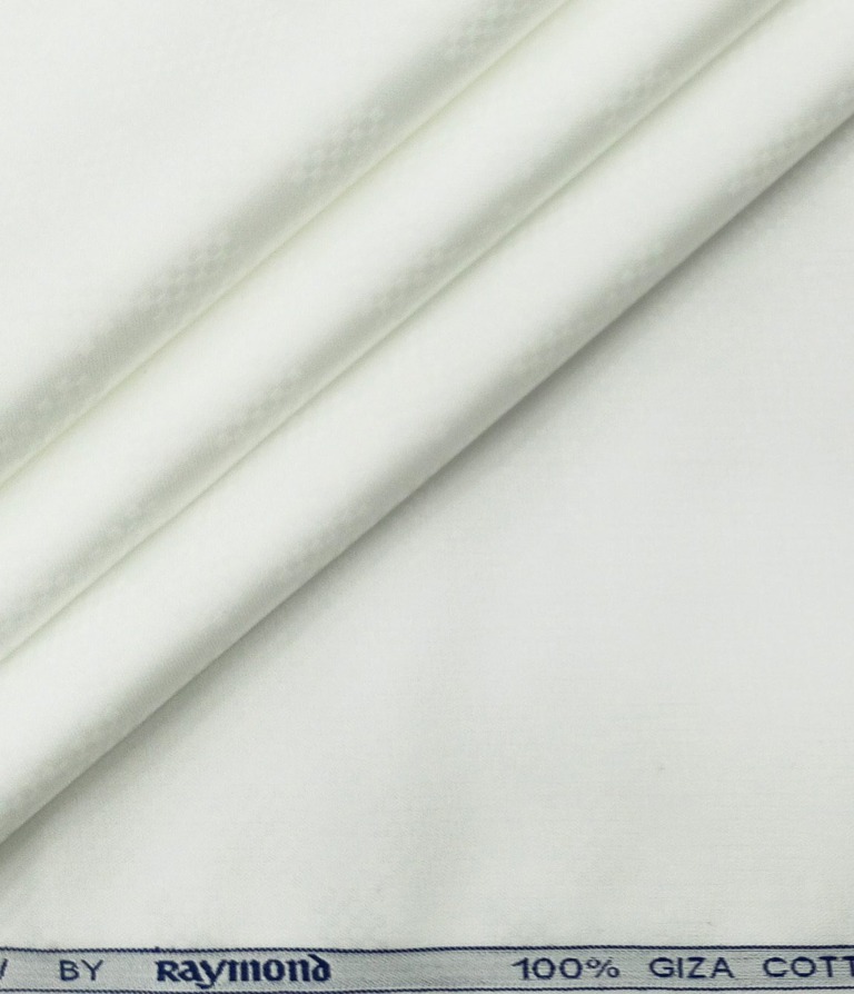 Raymond Men's Giza Cotton Jacquard 1.80 Meter Unstitched Shirting Fabric (White)