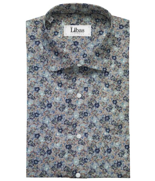 Raymond Men's Linen Cotton Printed 2.25 Meter Unstitched Shirting Fabric (Mutlicolour)