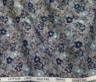 Raymond Men's Linen Cotton Printed 2.25 Meter Unstitched Shirting Fabric (Mutlicolour)