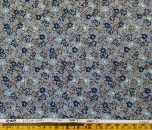 Raymond Men's Linen Cotton Printed 2.25 Meter Unstitched Shirting Fabric (Mutlicolour)