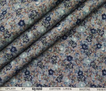 Raymond Men's Linen Cotton Printed 2.25 Meter Unstitched Shirting Fabric (Mutlicolour)