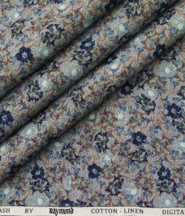 Raymond Men's Linen Cotton Printed 2.25 Meter Unstitched Shirting Fabric (Mutlicolour)