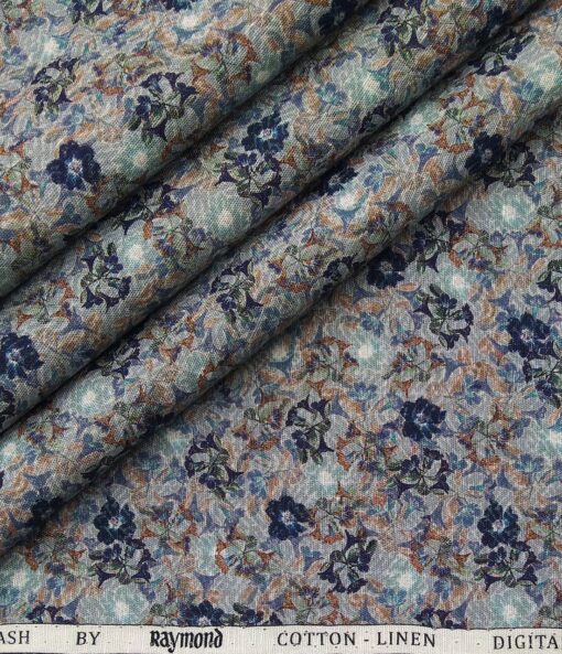 Raymond Men's Linen Cotton Printed 2.25 Meter Unstitched Shirting Fabric (Mutlicolour)