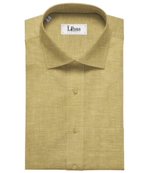 Solino Men's Linen Structured 2.25 Meter Unstitched Shirting Fabric (Gold)