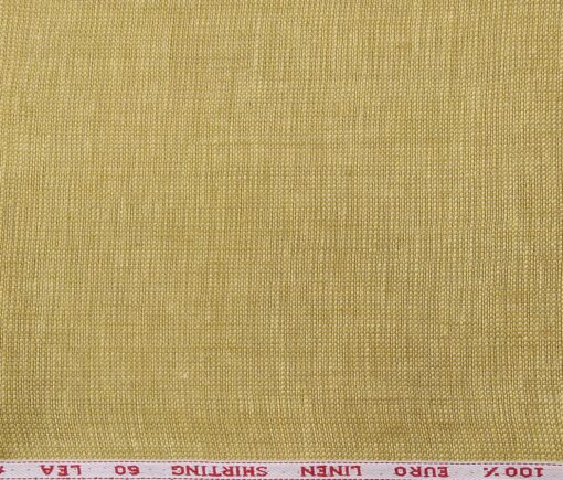 Solino Men's Linen Structured 2.25 Meter Unstitched Shirting Fabric (Gold)