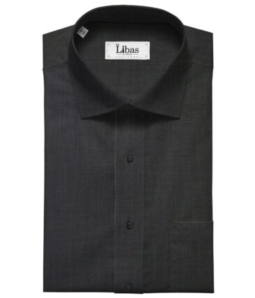Solino Men's Cotton Solid 3.50 Meter Unstitched Shirting Fabric (Black)