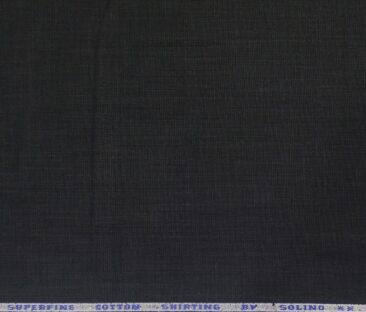 Solino Men's Cotton Solid 3.50 Meter Unstitched Shirting Fabric (Black)