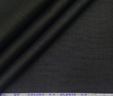 Solino Men's Cotton Solid 3.50 Meter Unstitched Shirting Fabric (Black)