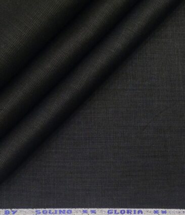 Solino Men's Cotton Solid 3.50 Meter Unstitched Shirting Fabric (Black)