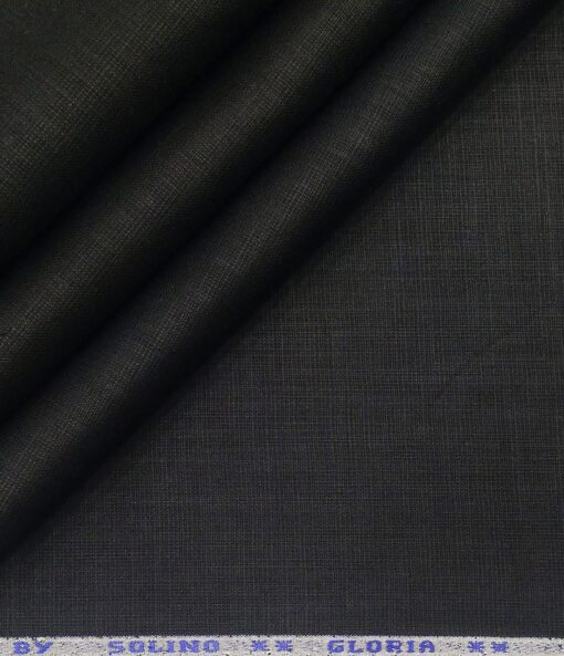 Solino Men's Cotton Solid 3.50 Meter Unstitched Shirting Fabric (Black)