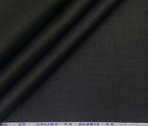 Solino Men's Cotton Solid 3.50 Meter Unstitched Shirting Fabric (Black)