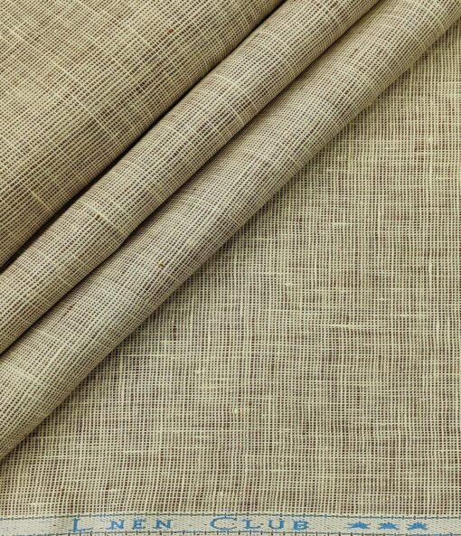 Linen Club Men's Linen 50 LEA Structured Unstitched Shirting Fabric (Beige)