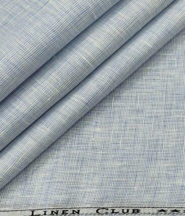 Linen Club Men's Linen 50 LEA Structured Unstitched Shirting Fabric (Sky Blue)
