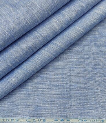Linen Club Men's Linen 60 LEA Self Design Unstitched Shirting Fabric (Light Blue)