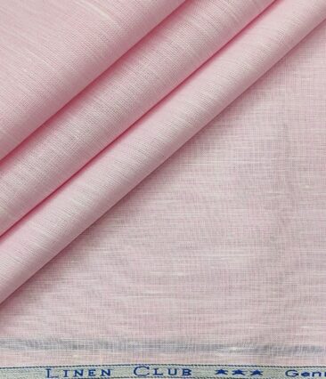 Linen Club Men's Linen 60 LEA Self Design Unstitched Shirting Fabric (Light Pink)