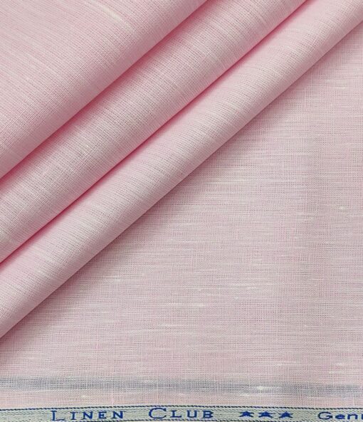 Linen Club Men's Linen 60 LEA Self Design Unstitched Shirting Fabric (Light Pink)