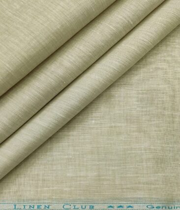 Linen Club Men's Linen 60 LEA Self Design Unstitched Shirting Fabric (SandDollar Beige)
