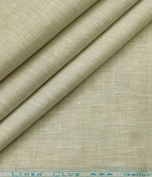 Linen Club Men's Linen 60 LEA Self Design Unstitched Shirting Fabric (SandDollar Beige)